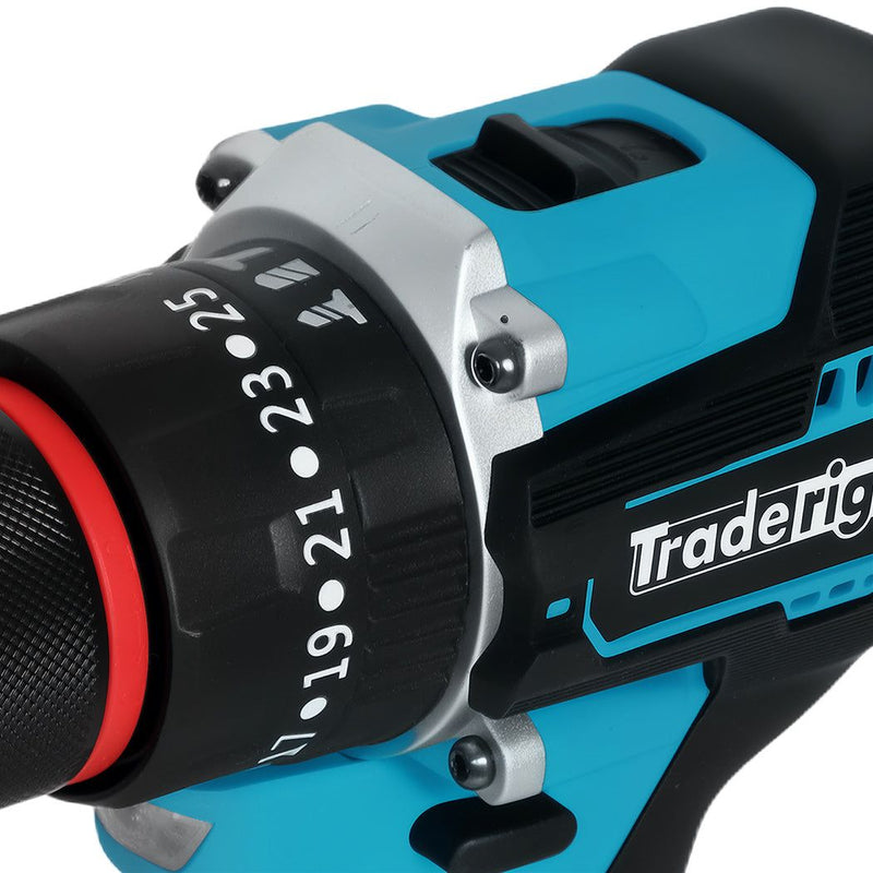 Traderight 96Pcs Cordless Brushless Impact Drill Driver 2x 2.0Ah Battery Set