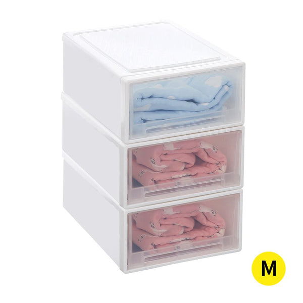 Traderight Group  Plastic Storage Box Stackable Containers 3PK Wardrobe Clothes Organisation 17L