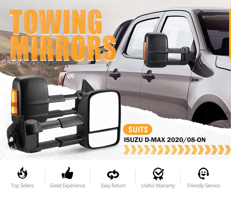 San Hima Extendable Towing Mirrors Gen1 For Isuzu&nbsp;DMAX D-MAX 2020/08-ON