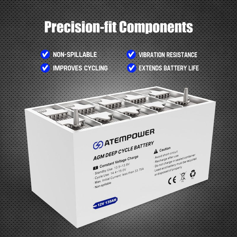 135AH 12V AGM Battery AMP Lead Acid SLA Deep Cycle Battery Dual Solar Power