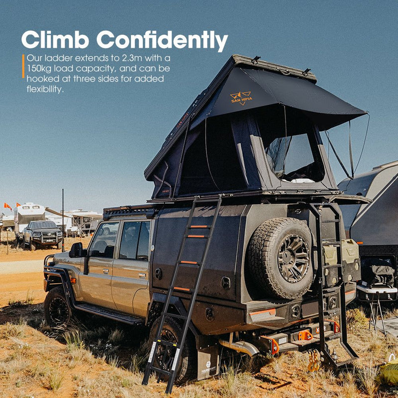San Hima Kalbarri X Rooftop Tent Hardshell With Ladder 4x4 + 120W Solar Panel