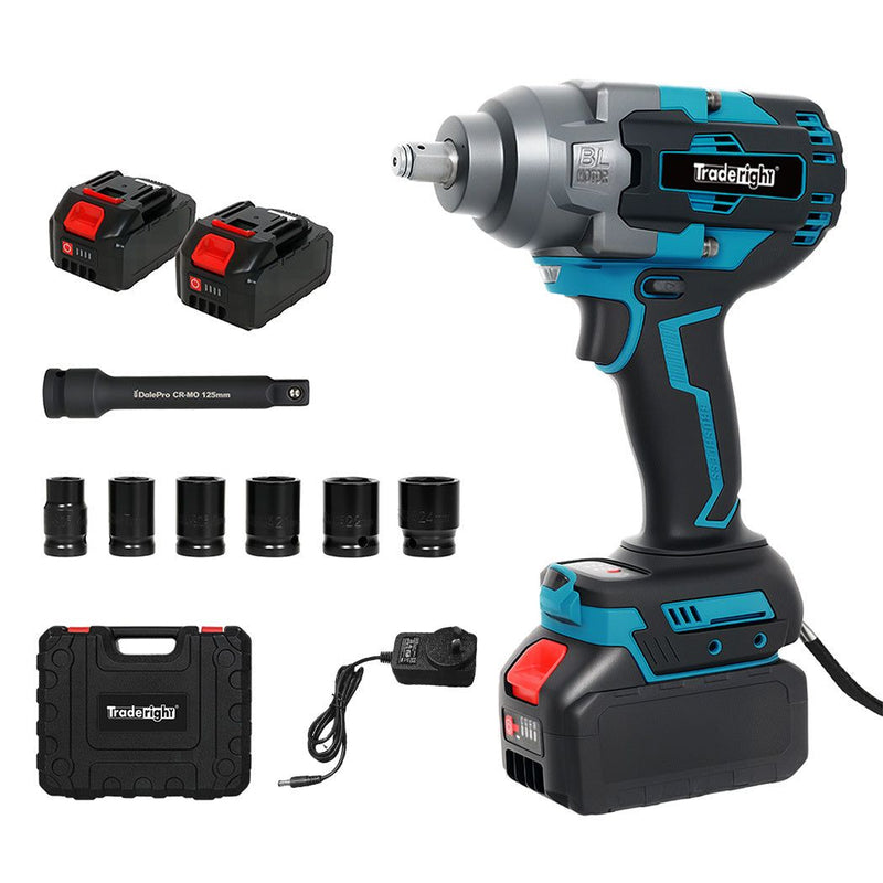 Traderight 21V Brushless Impact Wrench 1/2" Rattle Gun 2×4.0Ah 1200Nm Kit Set