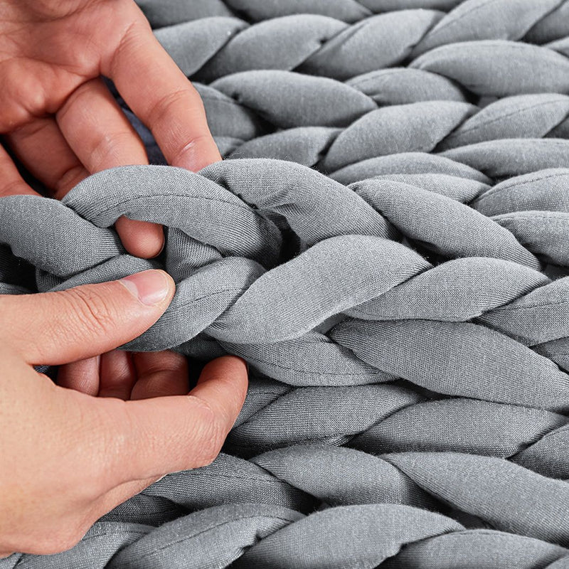 Dreamz Knitted Weighted Blanket Chunky Bulky Knit Throw Blanket 3kg Grey