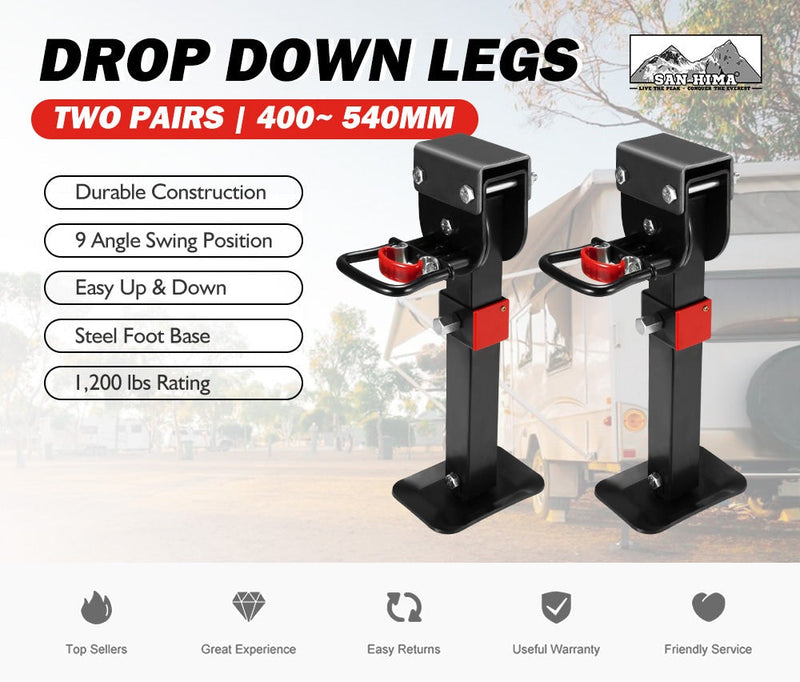 4x 400mm Corner Legs Drop Down W/Handle Steel Base 1200LBS