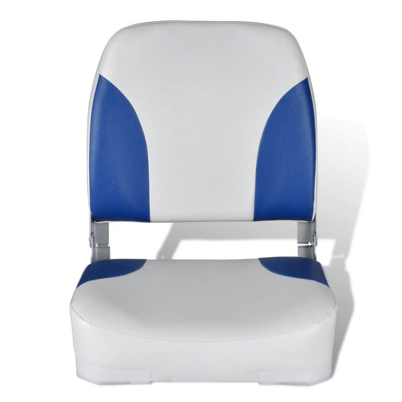 Boat Seat Foldable Backrest With Blue-white Pillow 41 x 36 x 48 cm