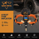 San Hima 4-Way Digital Tyre Inflator Car Air Compressor 250 PSI Tire Gauge Hose
