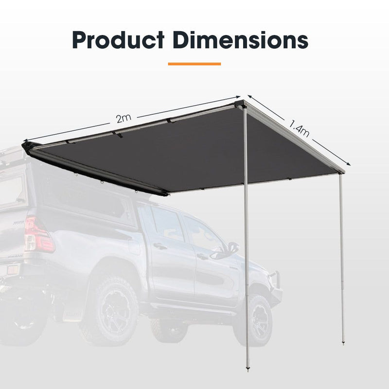 San Hima Car Side Awning 1.4x2m Pull-out Telescoping Poles Waterproof Camping
