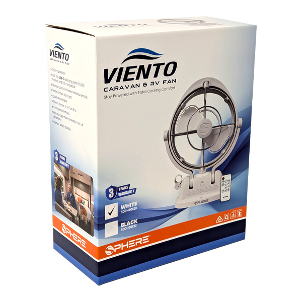 SPHERE VIENTO Fan & Light with USB A&C Outputs + Remote | WHITE