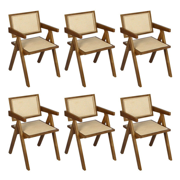 Levede 6x Armchair Dining Chair Wicker Wooden Chairs Rattan Accent Lounge Seat