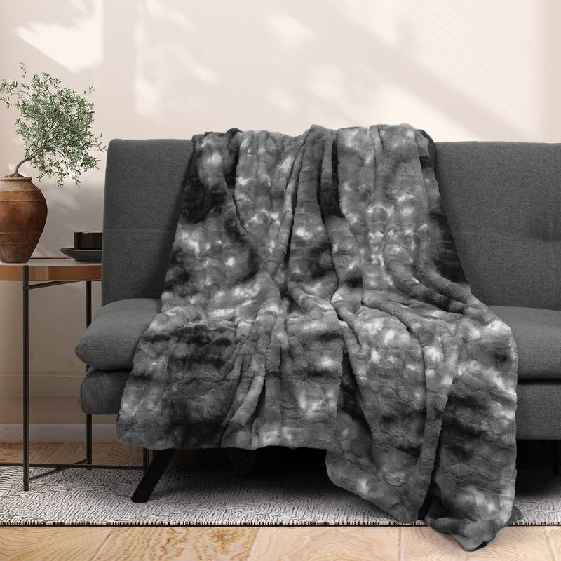 Dreamz Throw Blanket Luxury Tie-dyed Faux Fur 500GSM Bed Sofa Thick152x203cm
