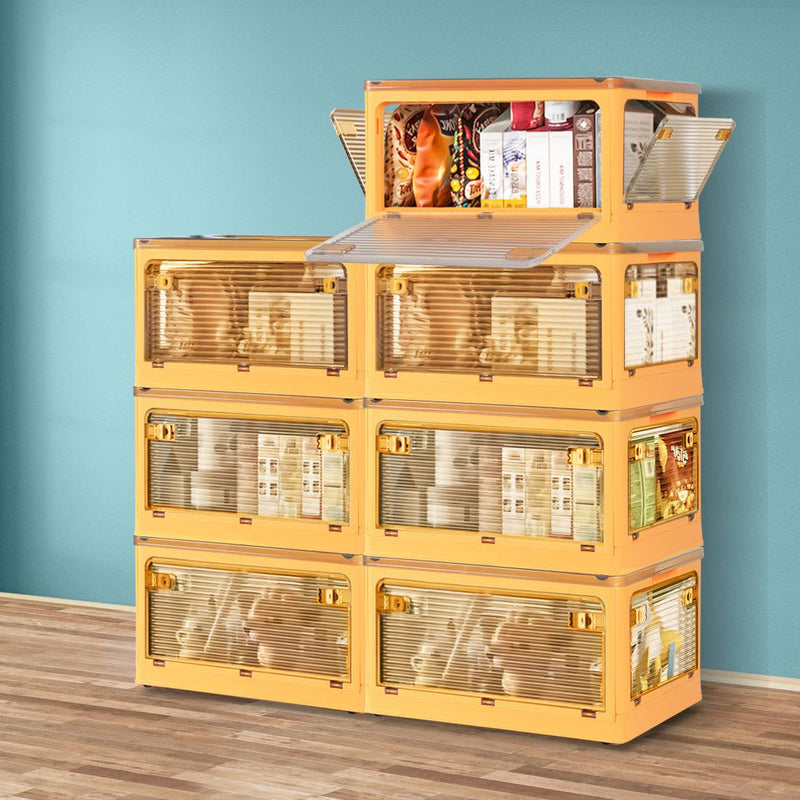 Storage Organiser Large Box Stackable Containers 5 Side Open Foldable Wheels