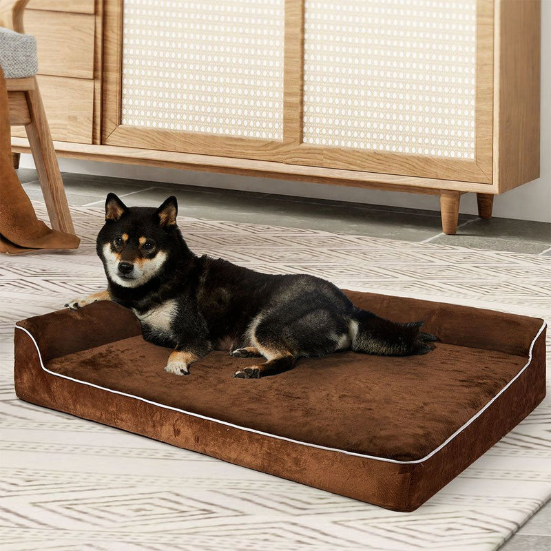 Pawz Orthopedic Dog Bed Memory Foam Cushion Cat Calming Mat Washable L Coffee