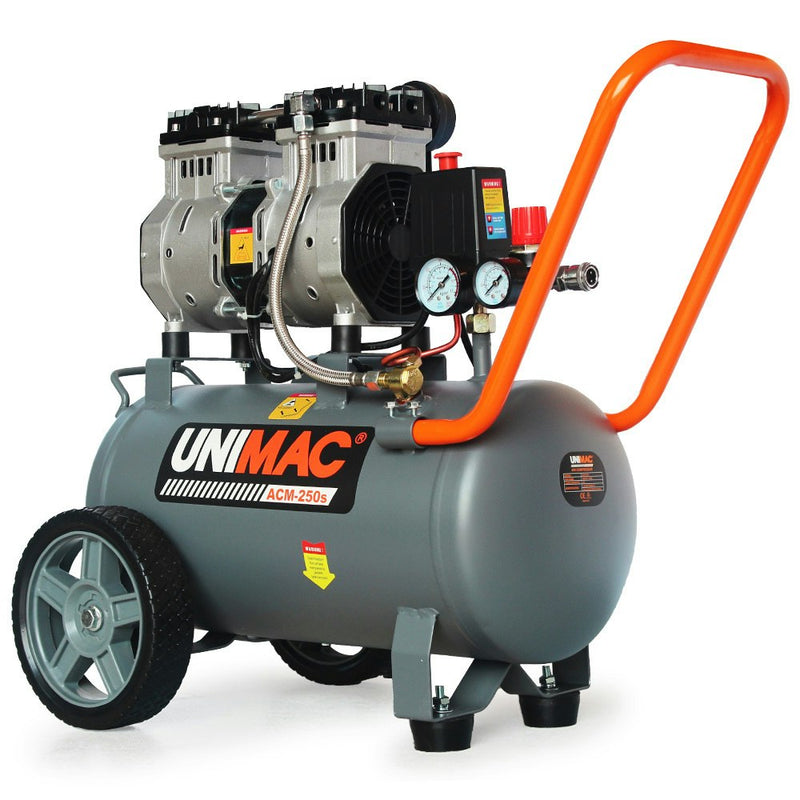 UNIMAC 24L Silent Air Compressor 1.5HP, Oil-Free Electric, Portable, for Airtools, Airbrush, Tyre Inflation