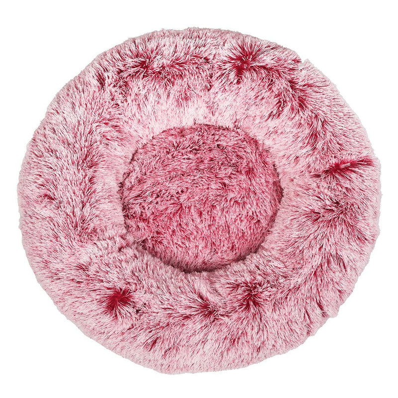 Pawz Pet Bed Cat Dog Donut Nest Calming Mat Soft Plush Kennel Pink L