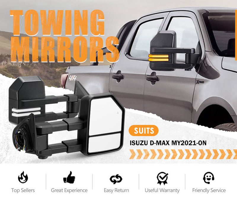 San Hima Extendable Towing Mirrors Gen2 for Isuzu MU-X MY2021-On