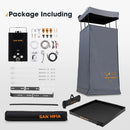 San Hima Camping Shower Tent Grey & Gas Hot Water Heater Black &Shower Tent Base