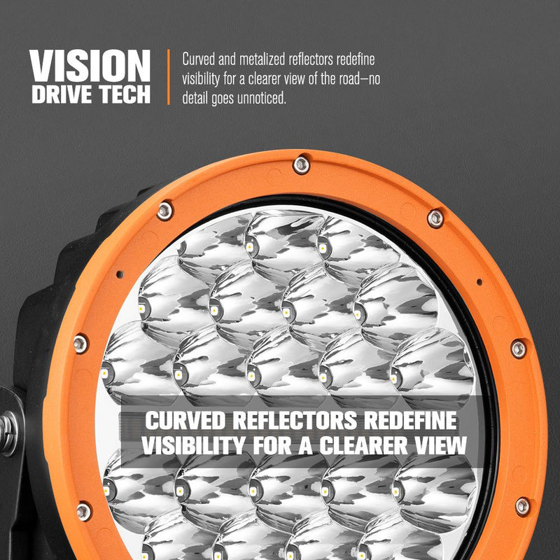 Lightfox Polaris Pair 7inch Osram LED Driving Lights 1Lux@1,230m IP68 15,972LM