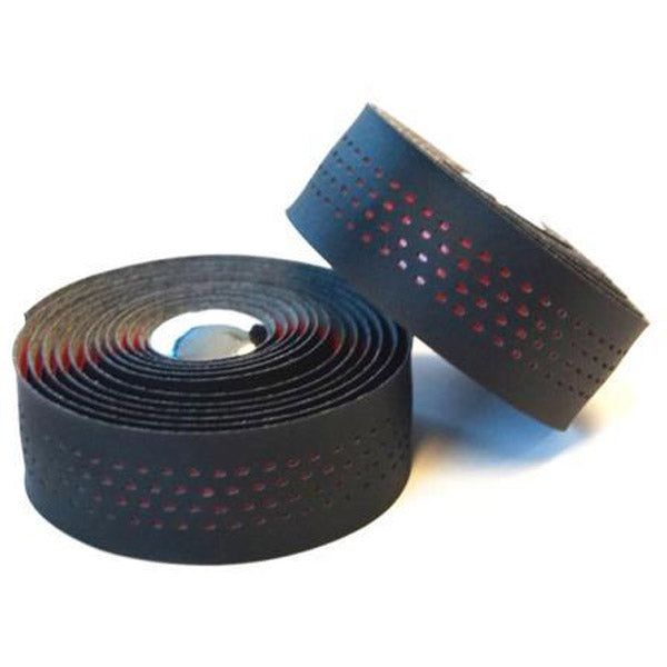 Endzone Handlebar Cushion Tape Black Microfibre + Red Shockproof w/plugs