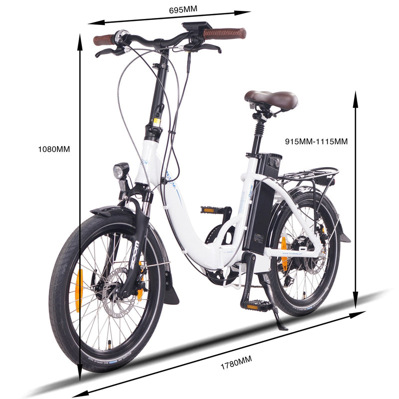 NCM Paris Folding E-Bike 250W-350W, 36V 15Ah 540Wh Battery, Size 20"