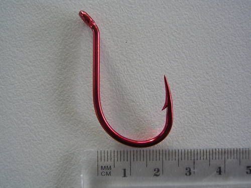 1 Box of Mustad 92554NPNR Big Red Chemically Sharpened Fishing Hooks