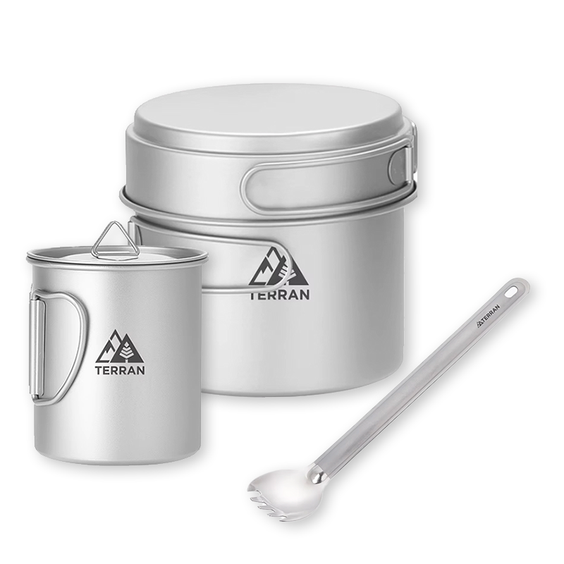TERRAN Titanium Backpacking Starter Kit (Pot, Mug and Spork)