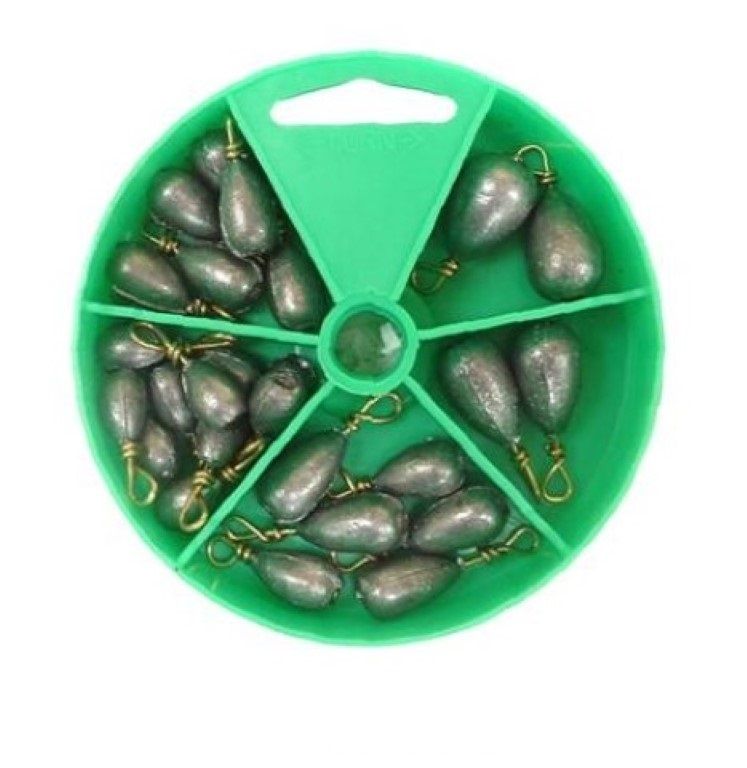 27 Gillies Bass Casting Sinkers in Convenient Dial Pack - Assorted Sizes And Weights