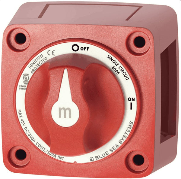 Blue Sea m-Series Mini On-Off Battery Switch with Knob - Red