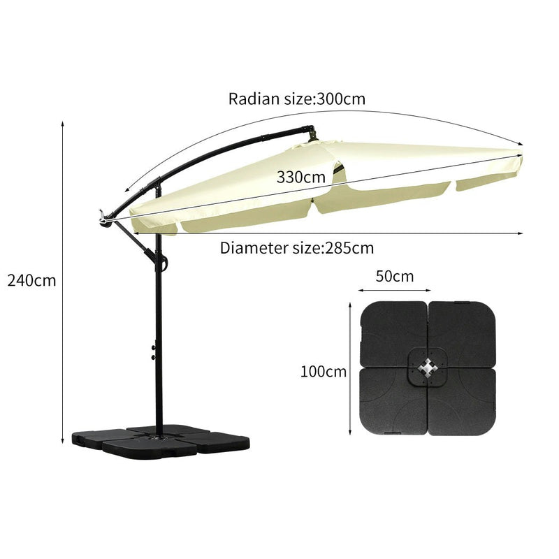 Mountview 3M Outdoor Umbrella Beach Umbrellas Cantilever Garden Patio Base Stand