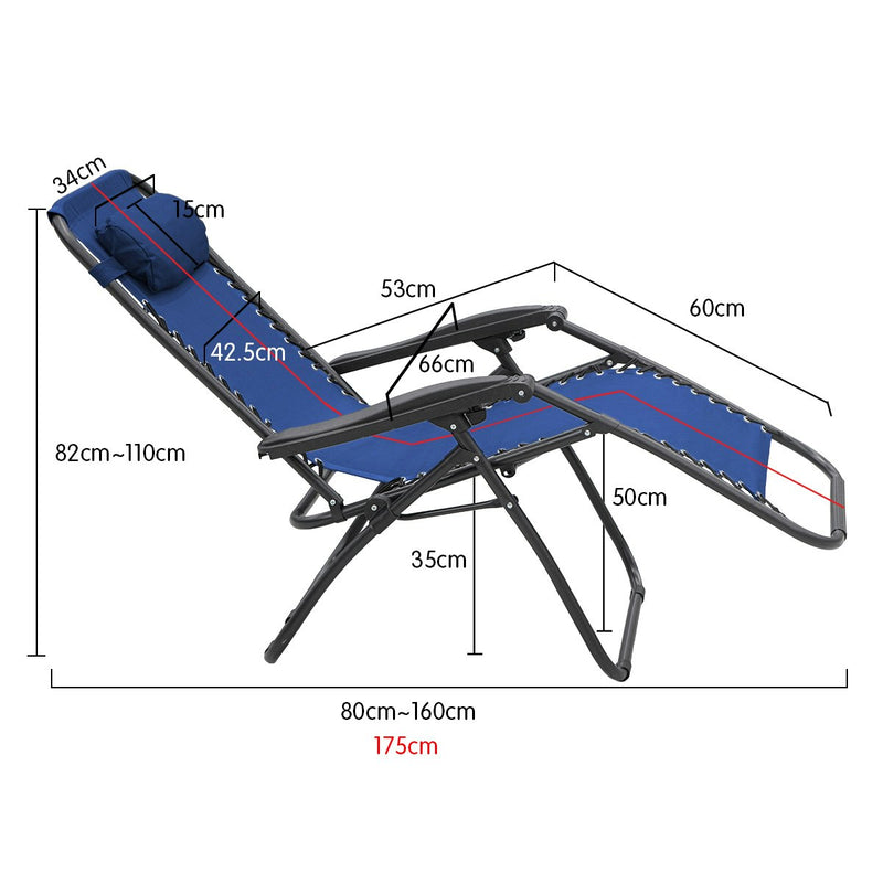 Wallaroo Zero Gravity Reclining Deck Chair - Blue