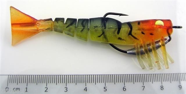 89mm Zerek Live Shrimp Pre Rigged Lumo Eyes Jointed Body Lure