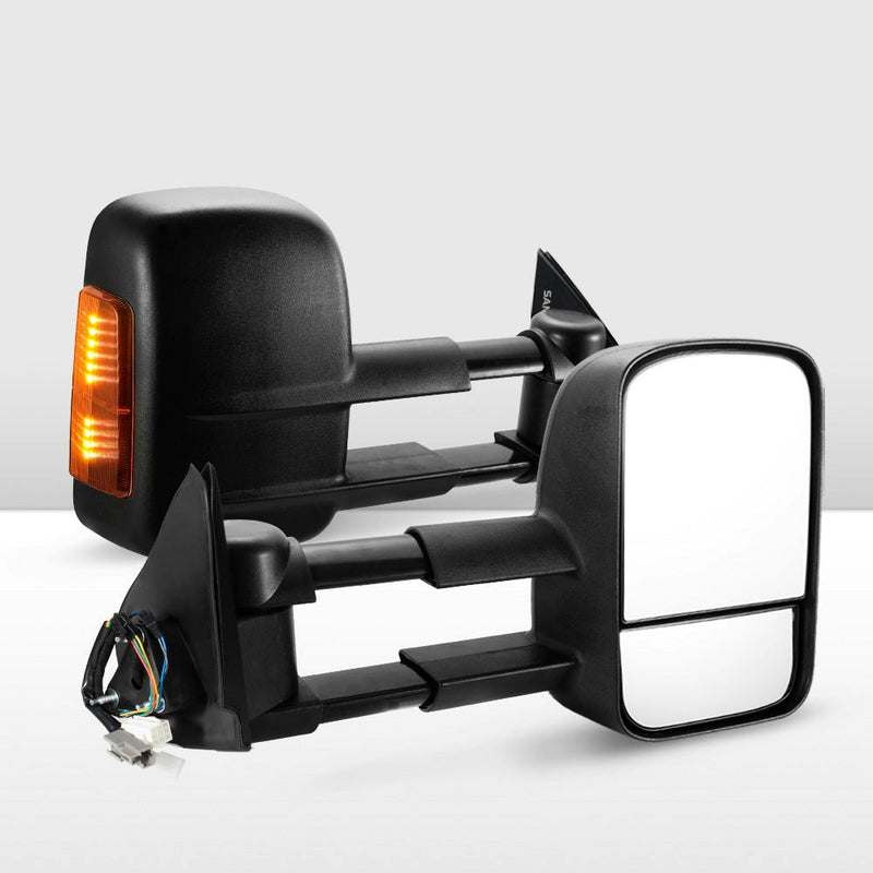 Pair Extendable Towing Mirrors for Isuzu D-MAX DMax 2007-2011 Black