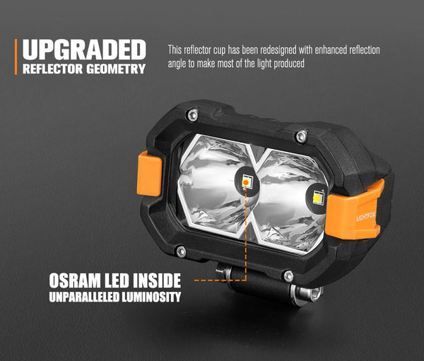 Pair 4inch Osram LED Work Lights 1Lux @ 393m 4,600Lumens