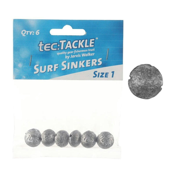 6 Pack of Jarvis Walker Size 1 Surf Sinkers