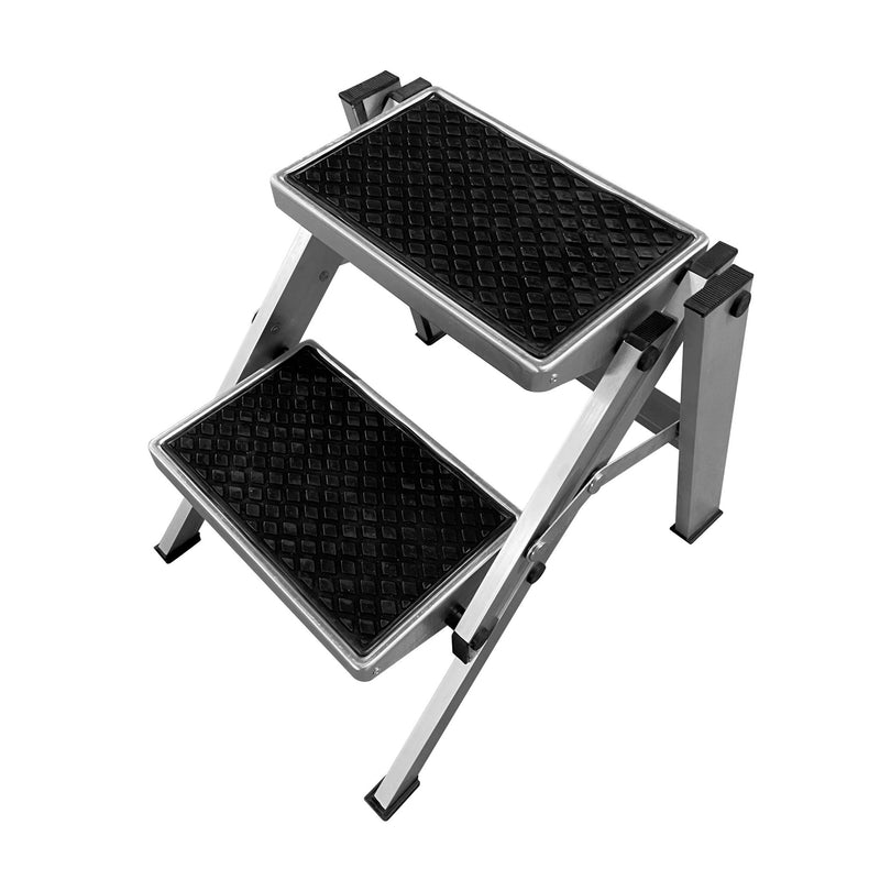 Double folding portable caravan stepladder