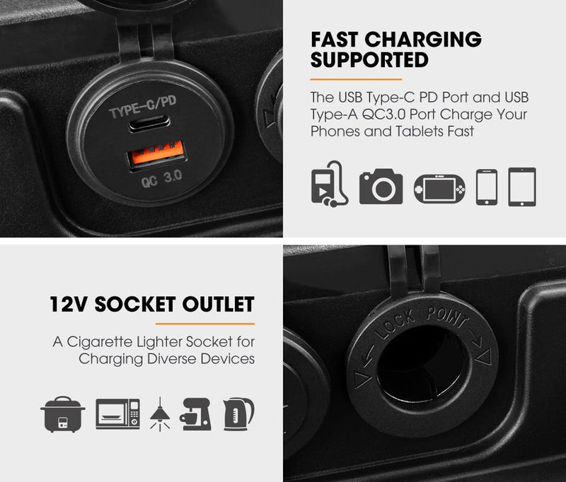 San Hima Battery Box Portable 12V Deep Cycle AGM Lithium Universal Camping USB