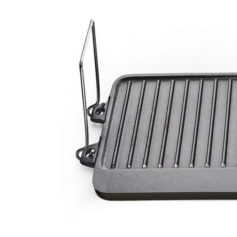 Wildtrak Reversible 52cm Cast Iron Griddle BBQ Plate Cookware For 3BR Stove BLK