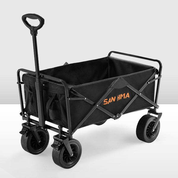 San Hima Folding Camping Wagon 100kg Beach Trolley Garden Cart 360° Wheel Picnic