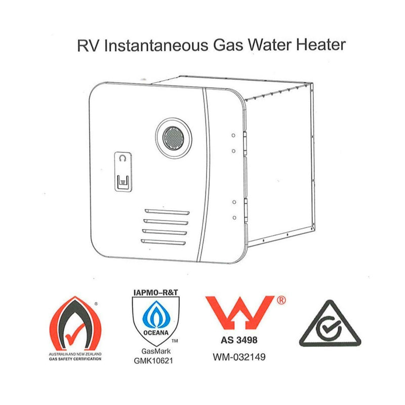 Hawk RV Instantaneous LP Gas Water Heater 8L/Min - Black Door