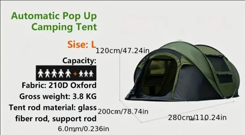 NNETM 3-4 Person Instant Setup Camping Tent - Quick & Easy Automatic Pop-Up Design