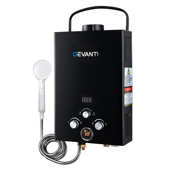 Portable Gas Water Heater 8L/Min With Pump LPG System Black