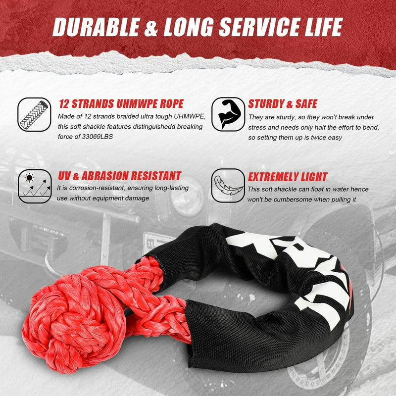 4WD Recovery Kit Kinetic Recovery Rope With 14500LBS Electric Winch 12V Winch 4WD 4X4 Offroad