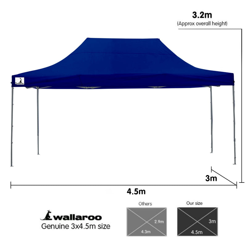 Wallaroo Gazebo Tent Marquee 3m x 4.5m PopUp Outdoor - Blue