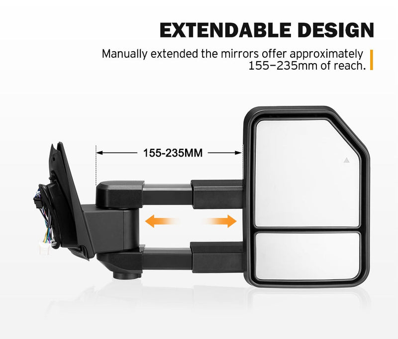 San Hima Extendable Towing Mirrors for Mazda BT50 BT-50 TF Series JUL