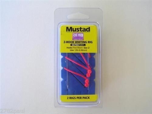 3 x Packets of Mustad Size 2 Fine Worm 2 Hook Whiting Fishing Rigs