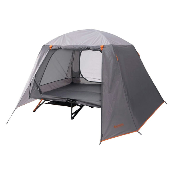 Wildtrak Easy Up Outdoor Camping Stretcher Tent Queen 200cm Double Door Grey