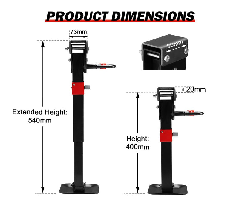 4x 400mm Corner Legs Drop Down W/Handle Steel Base 1200LBS