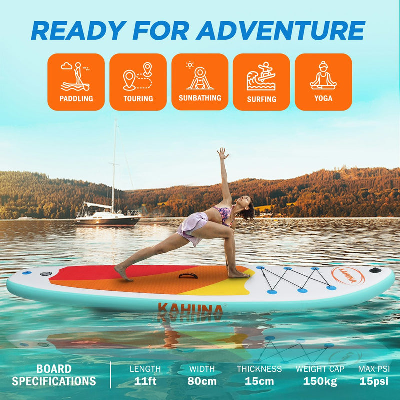 Kahuna Hana Inflatable Stand Up Paddle Board 11FT SUP Paddleboard - White