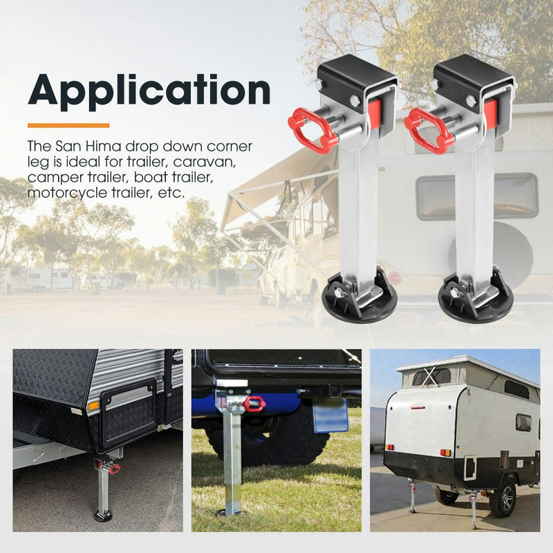4x 590MM Corner Legs Drop Down W/Handle Steel Base 1500LBS