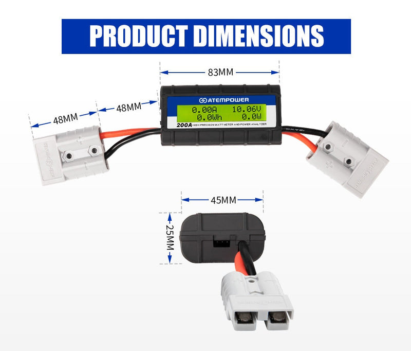Atem Power 200 AMP Digital Volt Watt Meter Caravan Camping Solar 12V