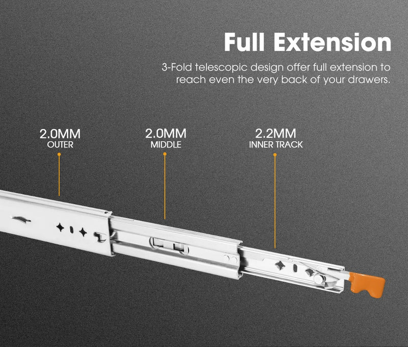 125KG Pair Locking Drawer Slides 711mm Runners Trailer Draw Full Extension 4WD